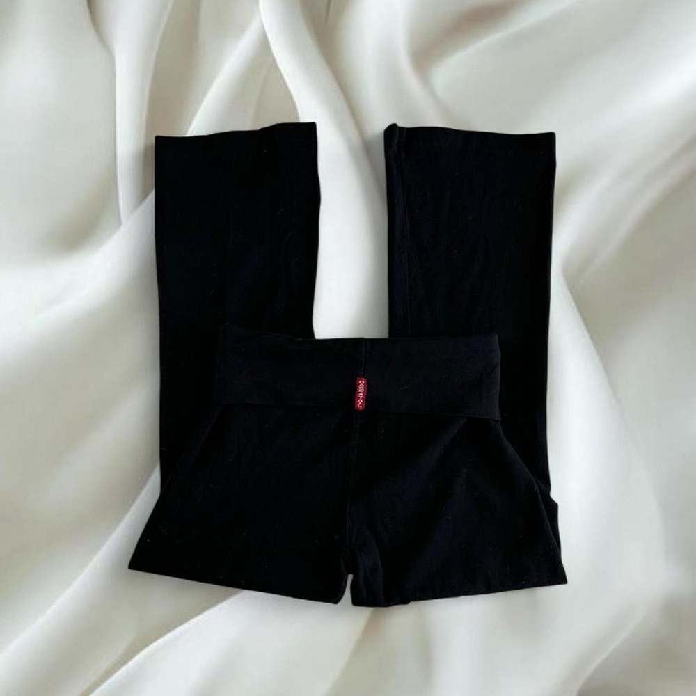 Hard Tail black fold over flare capri gaucho leggings y2k mcbling grunge